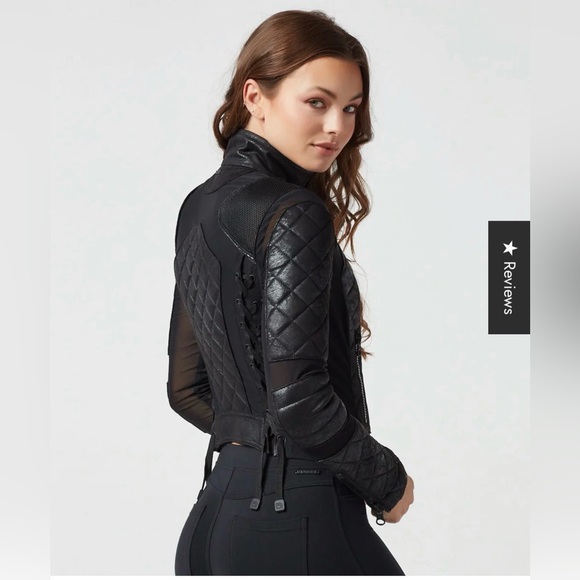 blanc noir Jackets & Blazers - Blanc Noir Black Vintage Mesh Moto Jacket